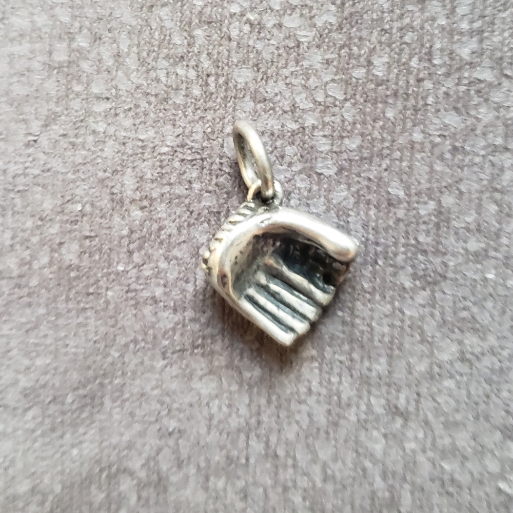 2/$9 Sterling Silver Catchers Mitt Baseball Charm For Charm Bracelet